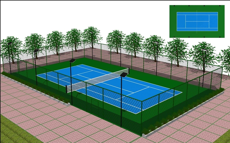Suspended assembled tennis court